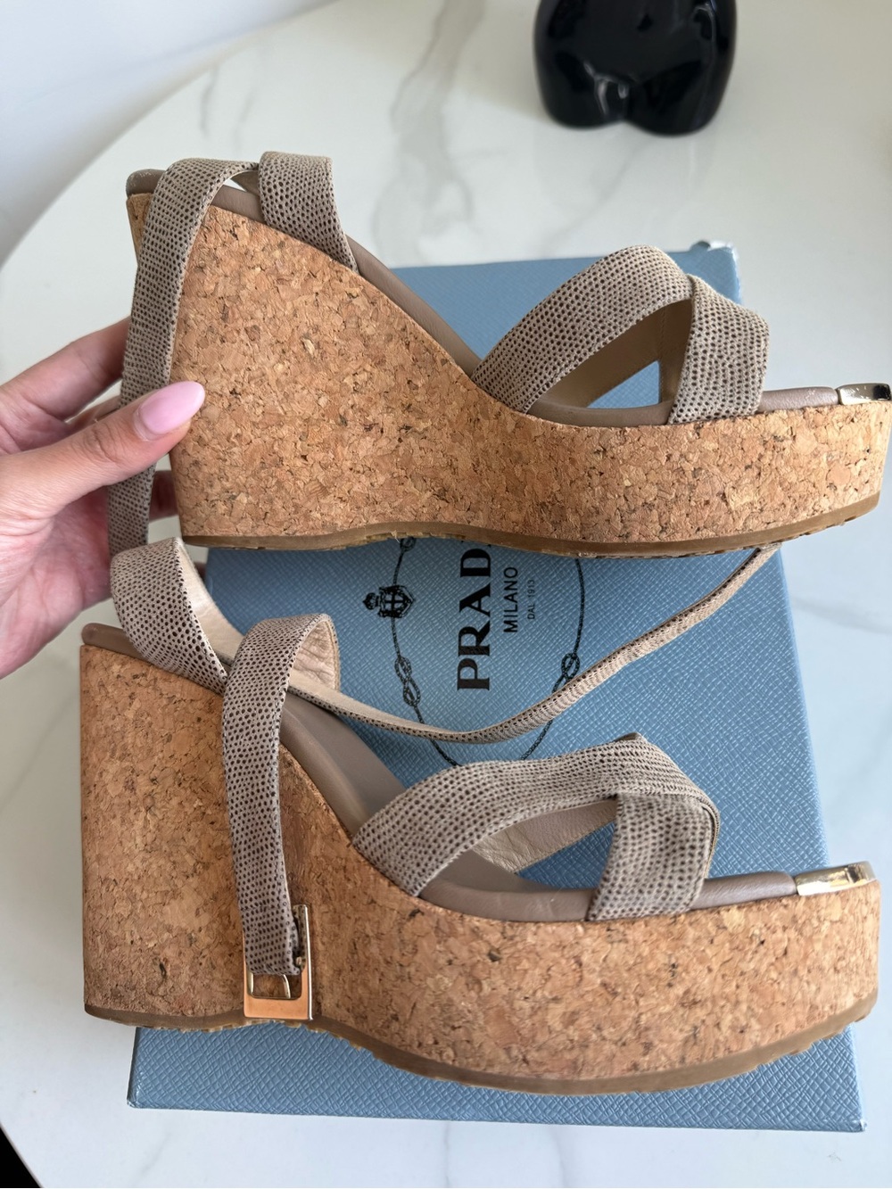 Jimmy Choo Papyrus Wedges strappy leather - Picture 7 of 12
